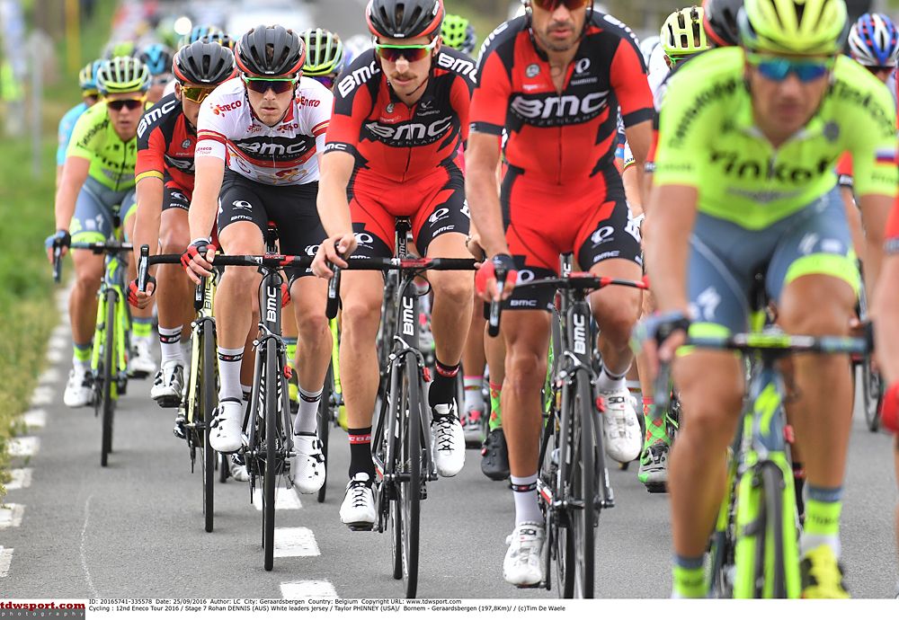 BMC lead Rohan Dennis during stage 7 at Eneco Tour