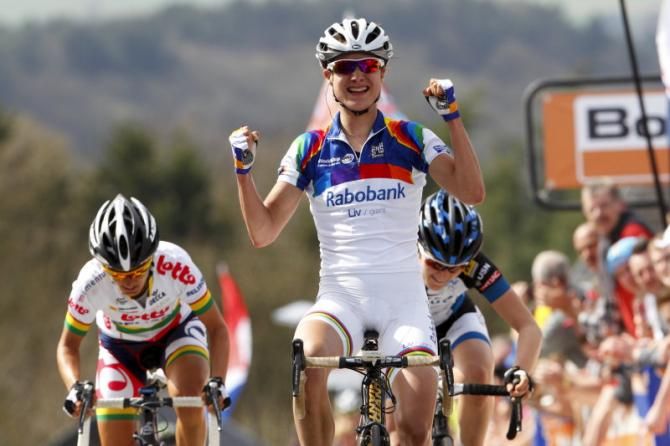 World Cup series leader, Marianne Vos (Rabo Women) wins her fifth Fleche Wallone Femmes ahead of Elisa Longo Borghini (Hitec Products) and Ashleigh Moolman (Lotto Belisol Ladies)