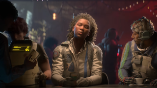 A woman sits at a bar in an Arc Raiders trailer