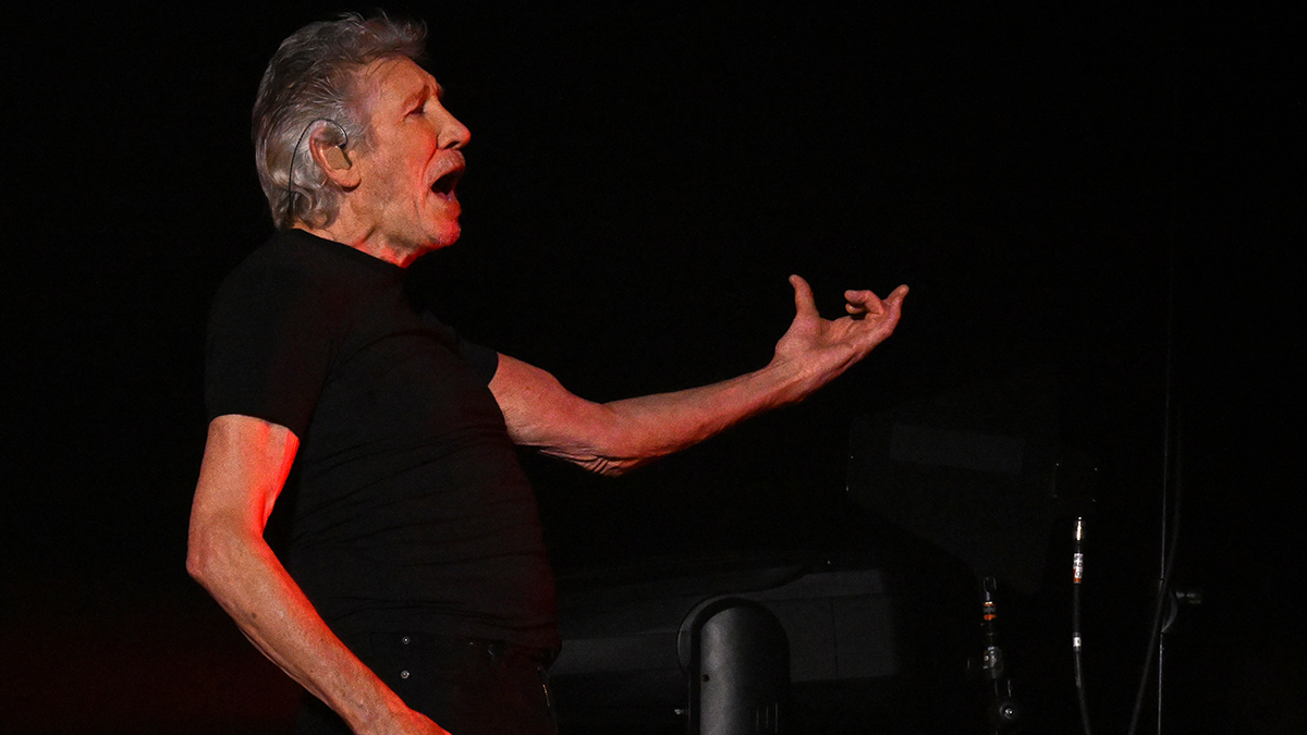 English musician Roger Waters performs during his tour "This Is Not a Drill" in Bogota on December 5, 2023.