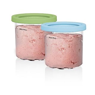 Ninja Creami Pints ,compatible With Nc299amz & Nc300s Series Creami Ice Cream Makers, Bpa-Free & Dishwasher Safe, Color Lids, 1 Pint Each, Clear/lime/aqua, Xskplid2cd, 2 Count (pack of 1)