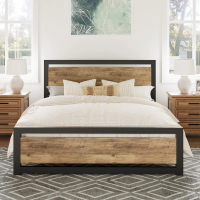 Wayfair Marilee Wood and Black Metal Frame Bed