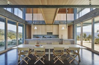 dining space at Frame House by Mork-Ulnes Architects