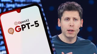 A phone with GPT-5 on it and Sam Altman to the side