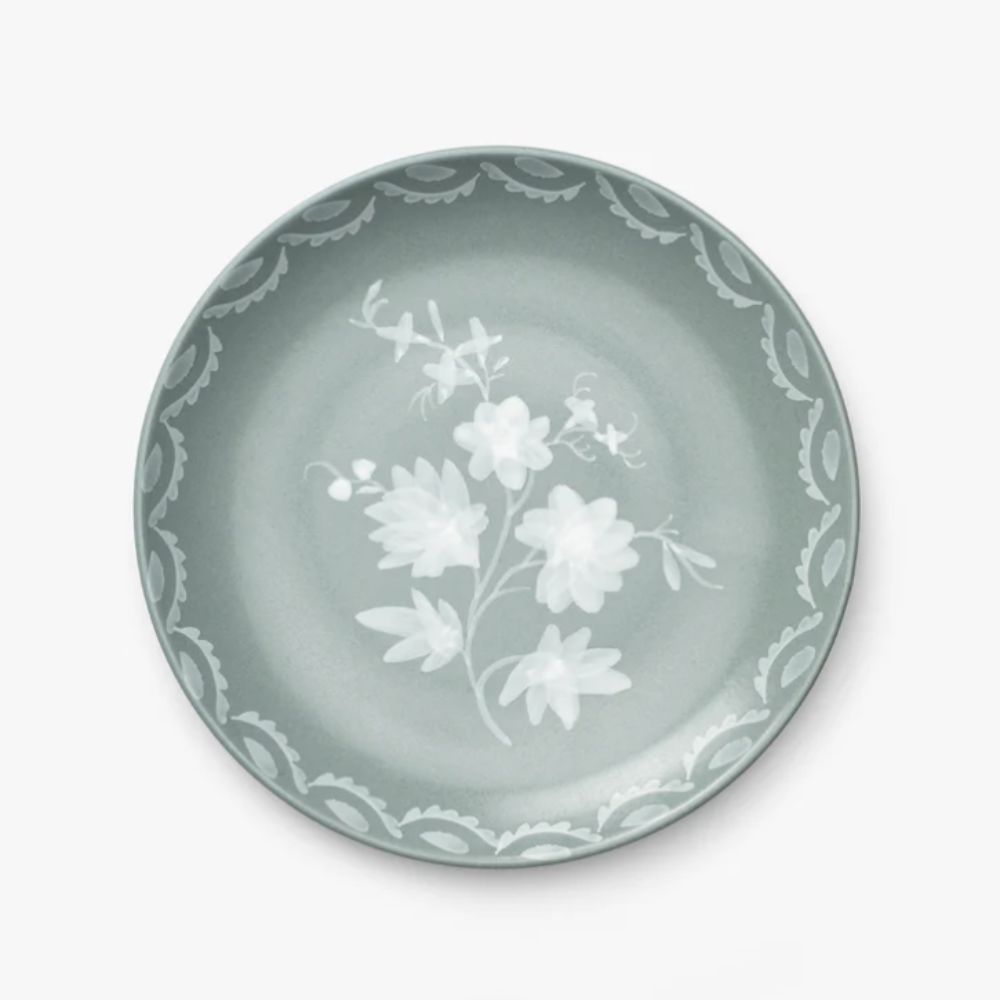 Blue floral dessert plate