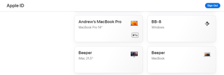 Beeper Macs attached to Apple ID