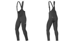 A front and rear view of Gore Wear C3 Windstopper bib tights