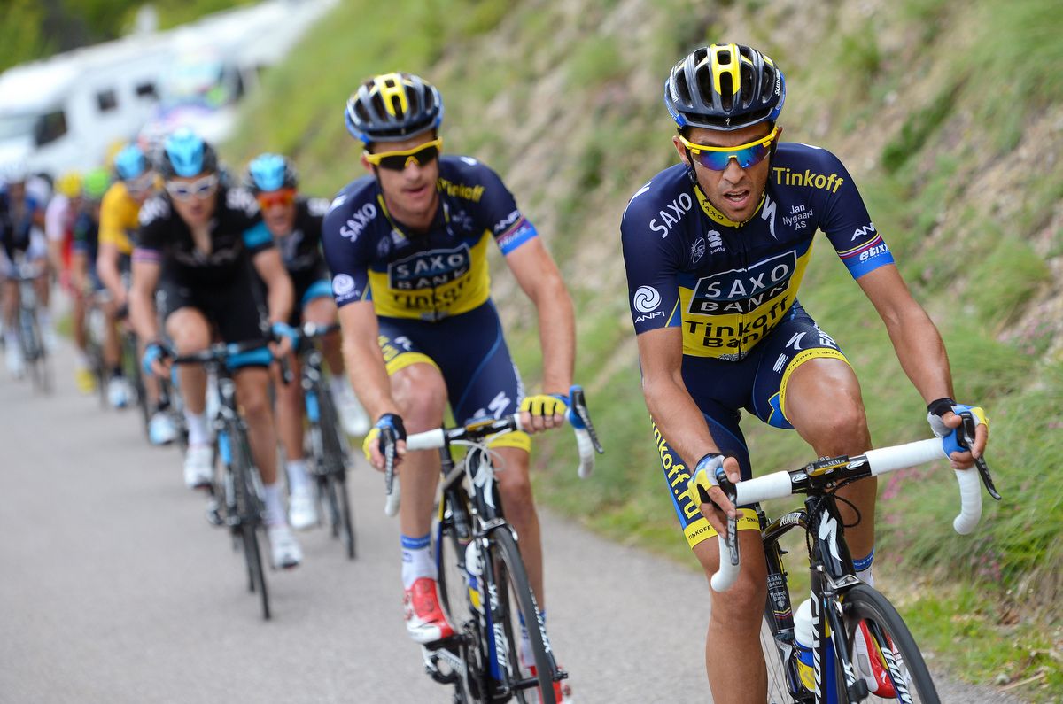 Michael Rogers with Alberto Contador at the 2013 Criterium du Dauphine