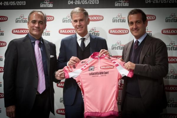 Gazzetta dello Sport editor Andrea Monti, Balocco CEO Alberto Balocco and Giacomo Catano of RCS Sport