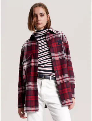 Tommy Hilfiger Embroidered TH Logo Tartan Overshirt