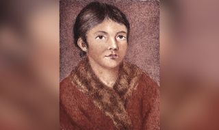 An 1819 portrait of one of the last surviving Beothuk, Demasduit. After colonists in Canada captured Demasduit (and killed her husband, who was trying to protect her), they renamed her Mary March. Demasduit's infant son died two days after she was captured.