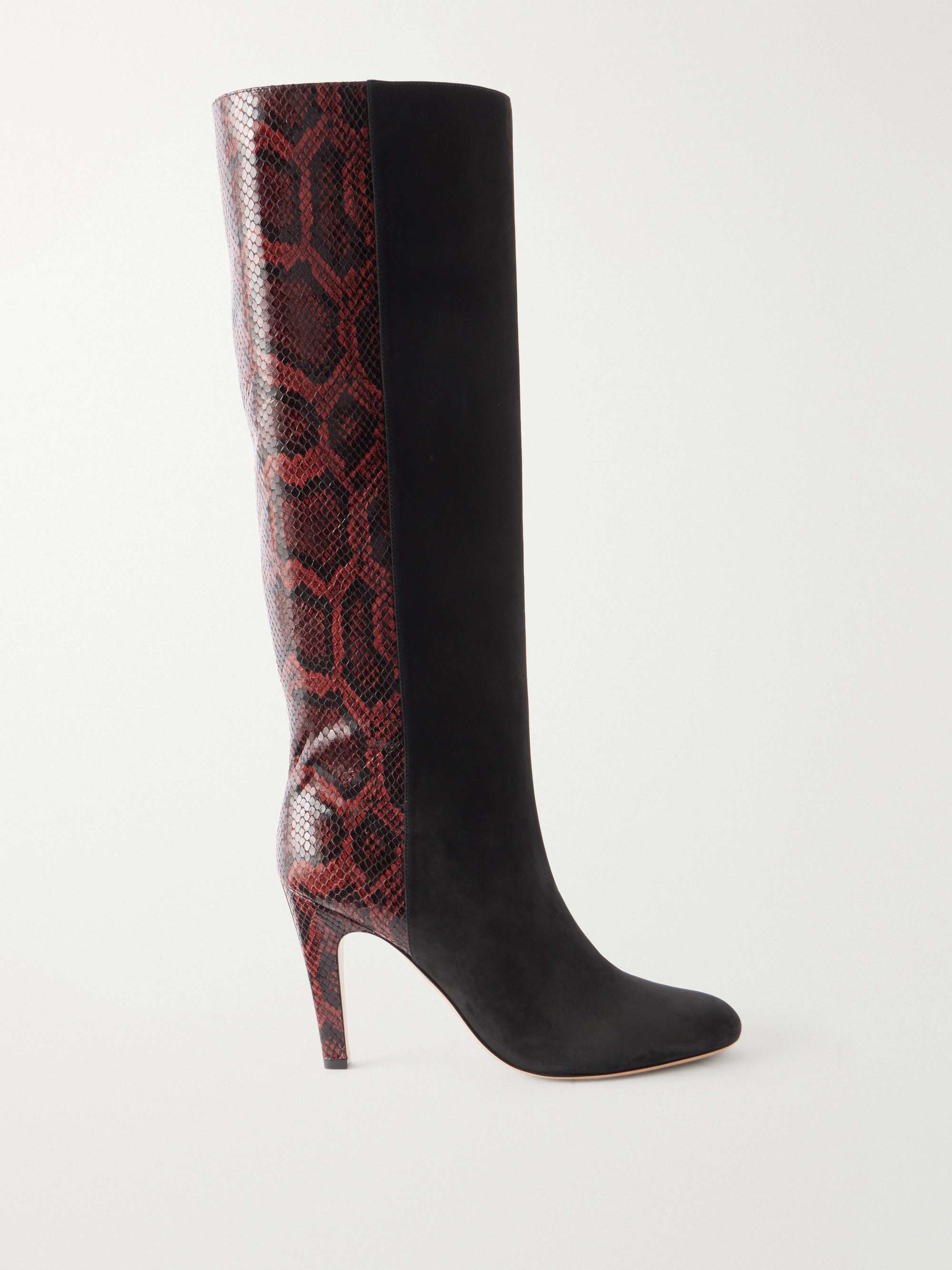 Nylu 95 Snake-Effect Leather and Suede Boots
