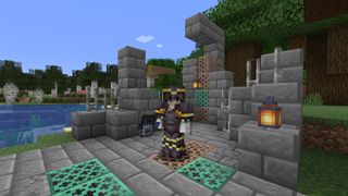 Minecraft 1.21 - the new mace weapon being wielded by an armored character