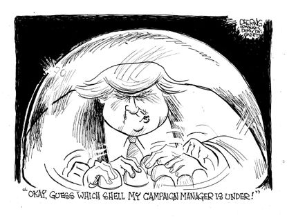 Political cartoon US Trump choosing campaign manger election 2016