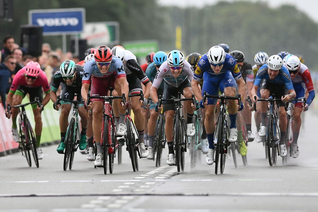 The sprint on stage 1 of the BinckBank Tour