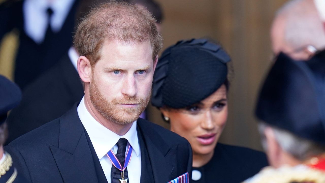 Prince Harry and Meghan Markle at the Queen&#039;s funeral