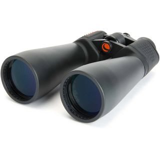 A pair of Celestron SkyMaster 15X70 binoculars on a white background