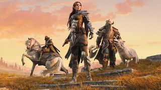 The Elder Scrolls Online promo image - three TESO characters posing side by side