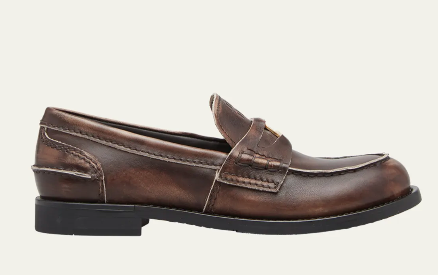 Miu Miu, Leather Coin Penny Loafers