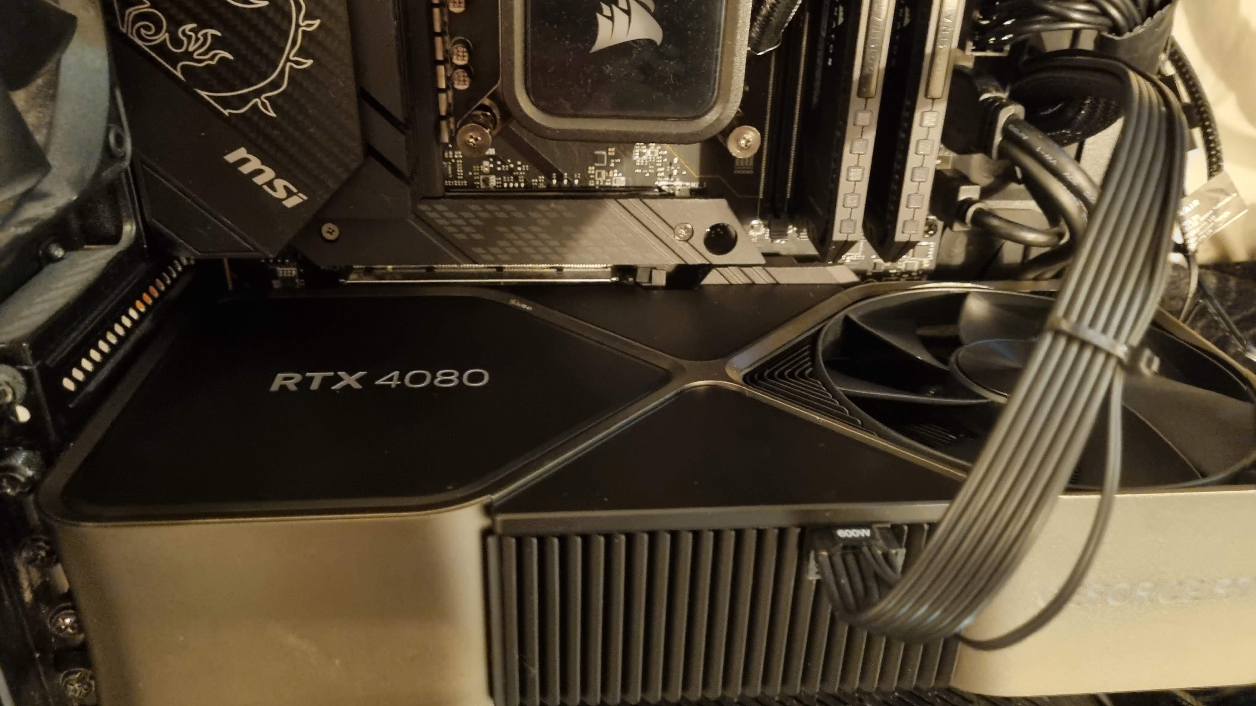 RTX 4080 GPU insltalled in a motherboard