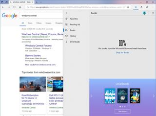 Microsoft Edge's Hub with full name visible in the Navigation view.