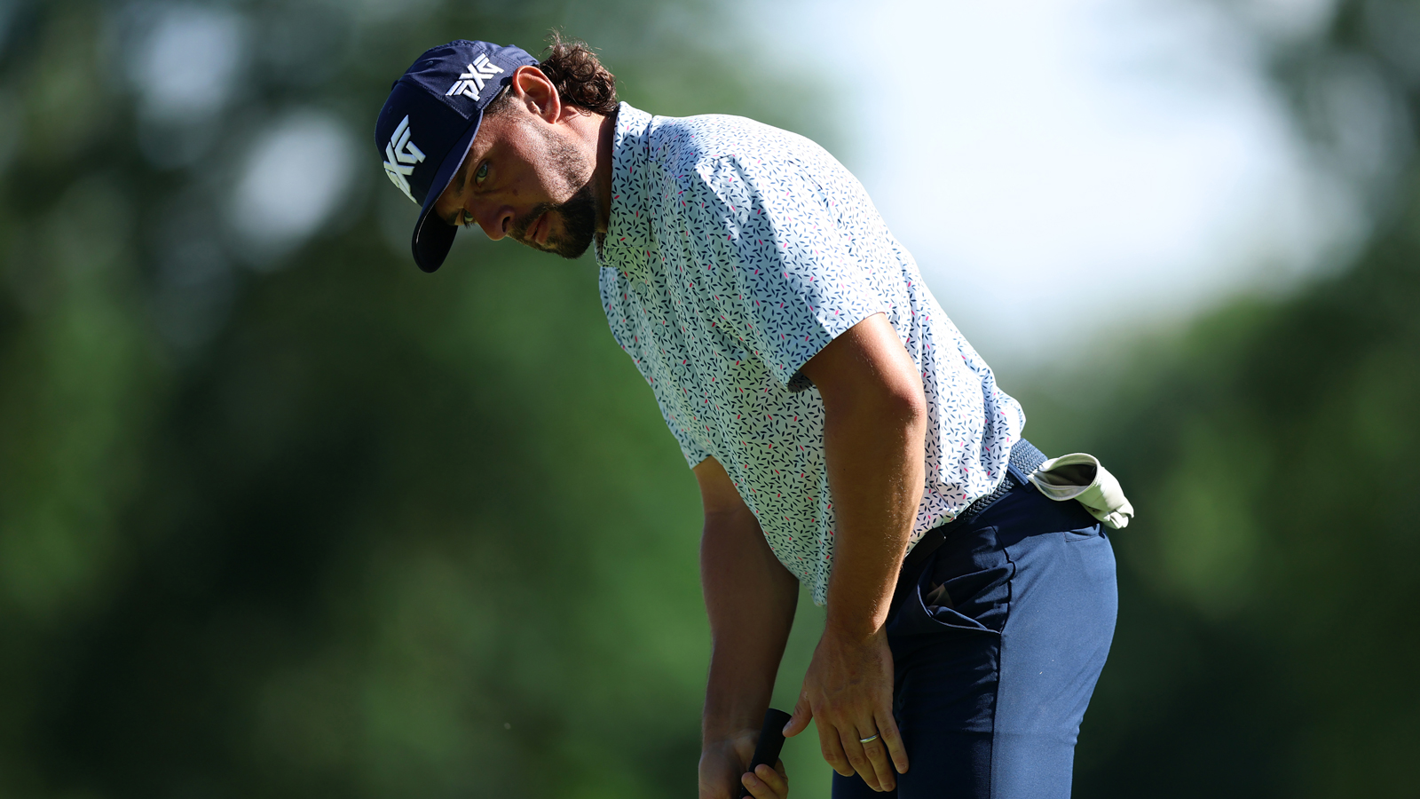 Marco Penge lines up a putt