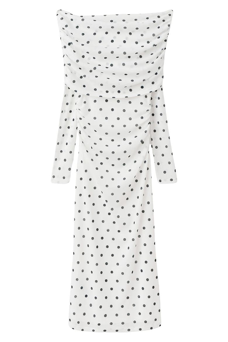 Nevado Vestido Dot Off the Shoulder Long Sleeve Midi Dress