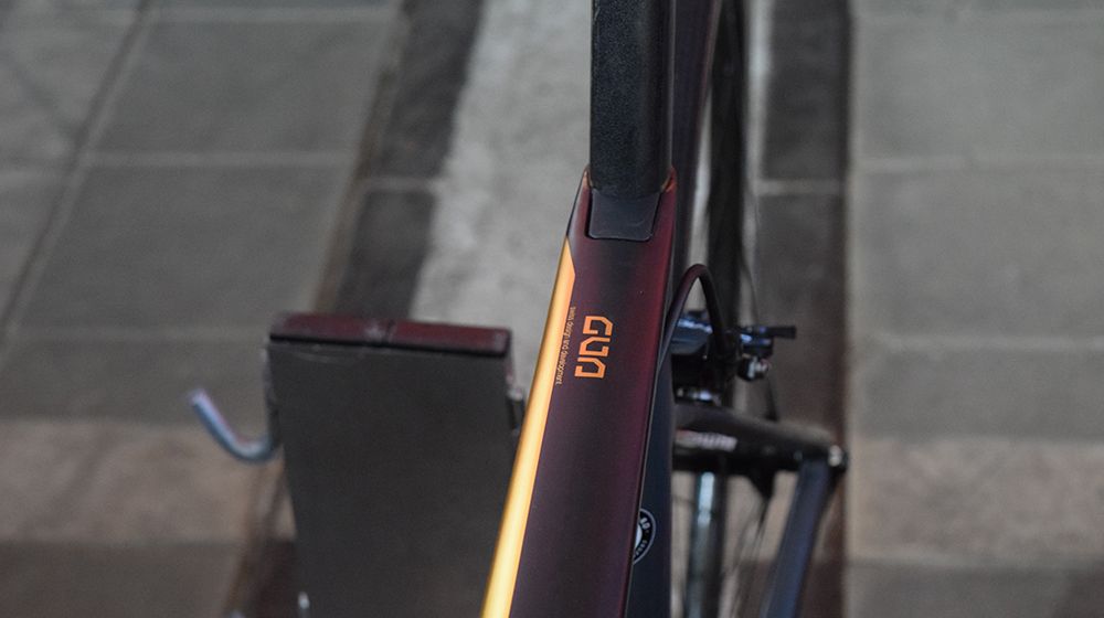 Greg Van Avermaet's initials and logo adorn the top tube