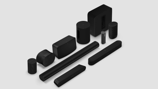 Sonos product family in matte black 2023