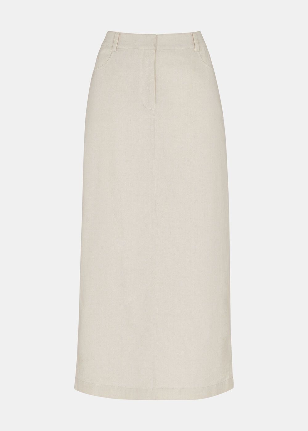 Oatmeal Abigail Linen Blend Midi Skirt