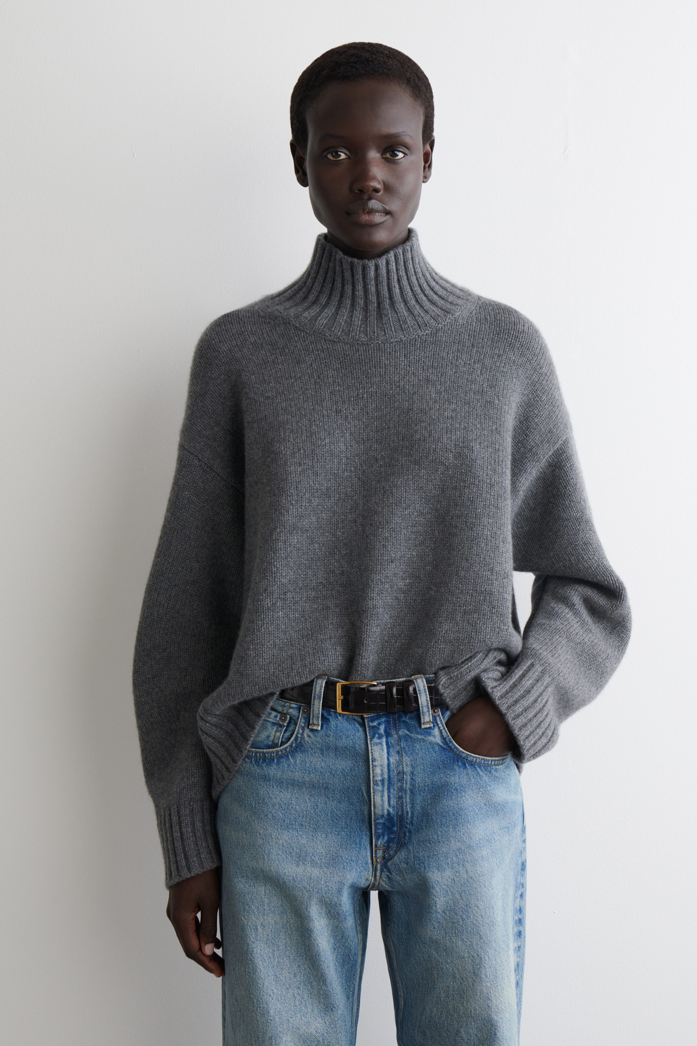 Cashmere Funnel-Neck Sweater