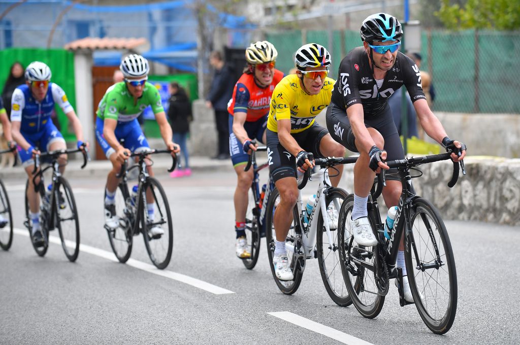 David Lopez working hard for teammate and race leader Sergio Henao