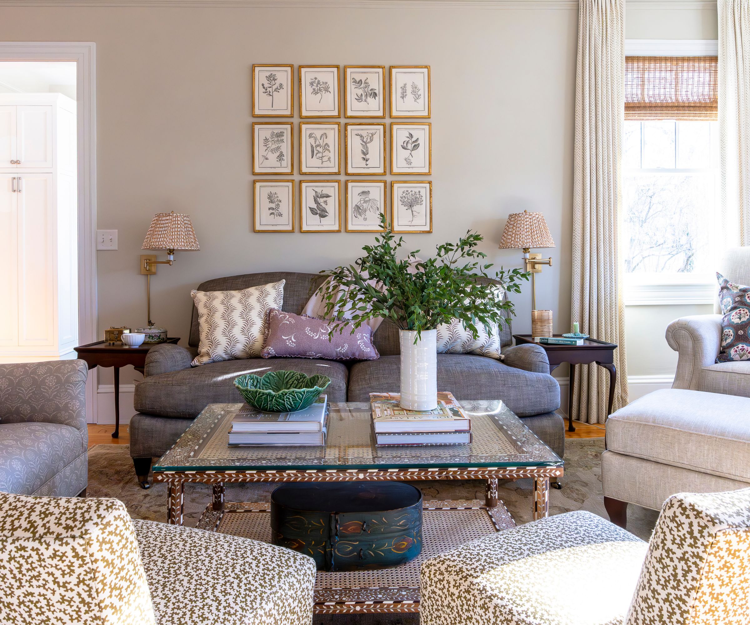Rhode Island living room with in Shaded White by Farrow &amp;amp; Ball