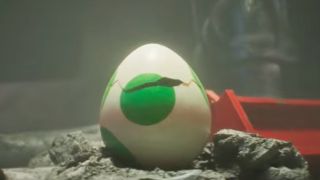 Yoshi's egg cracking at the end of The Super Mario Bros Movie