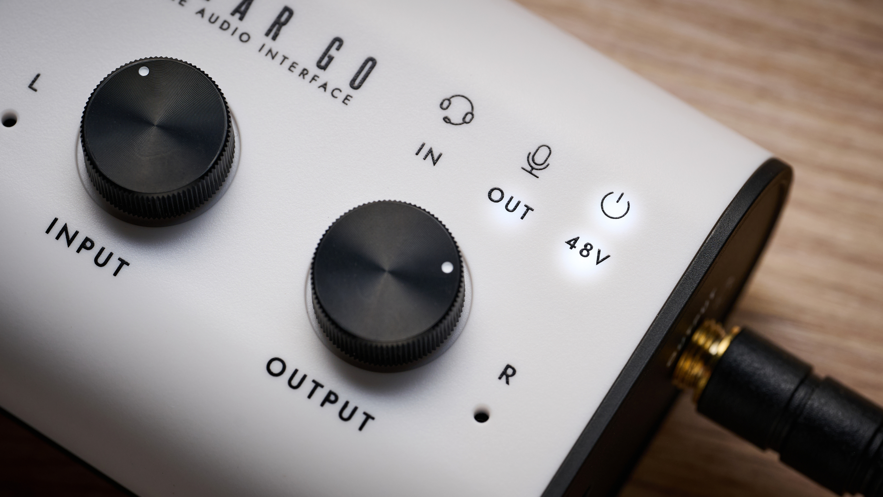Close up of the output knob on a Blackstar Polar Go audio interface