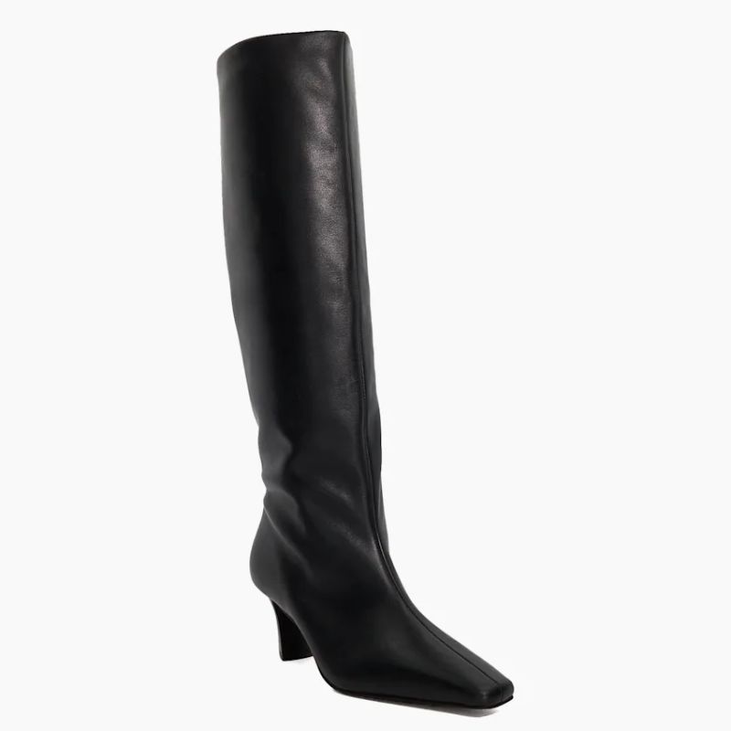 Catherine Tyldesley's black knee high boots from Dune London