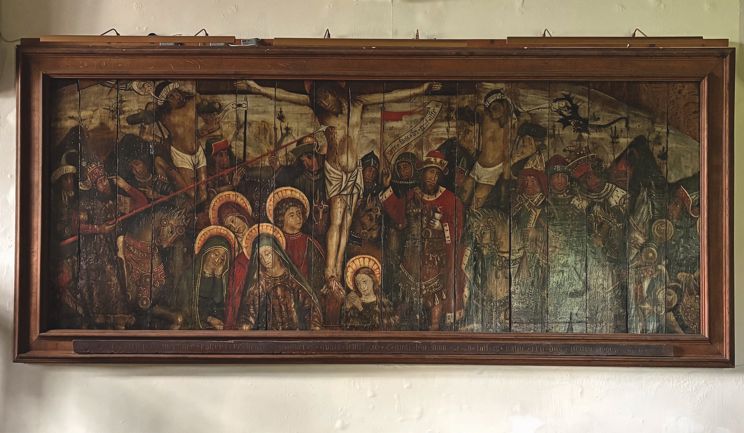 A monumental depiction of the crucifixion at St Marnock's. 