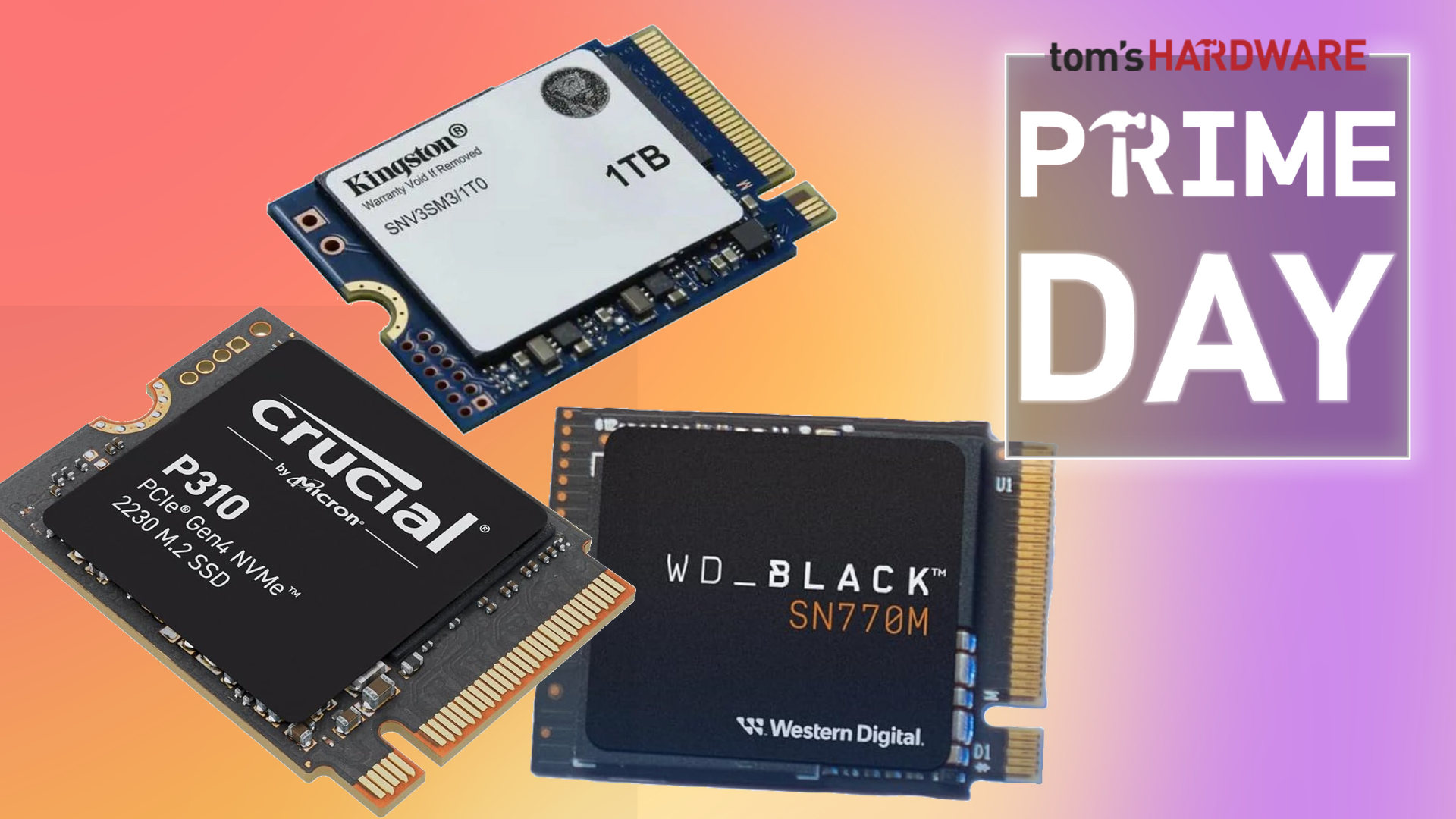 Three SSDs 2230 on Prime Day background.