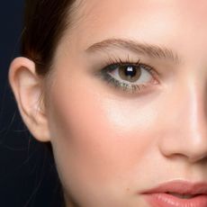 a close up shot of the eye makeup of a model from Millet fashion show - best mascara