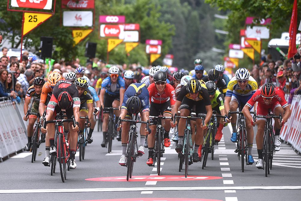 Jempy Drucker throws his bike to win stage 4 at Tour de Wallonie