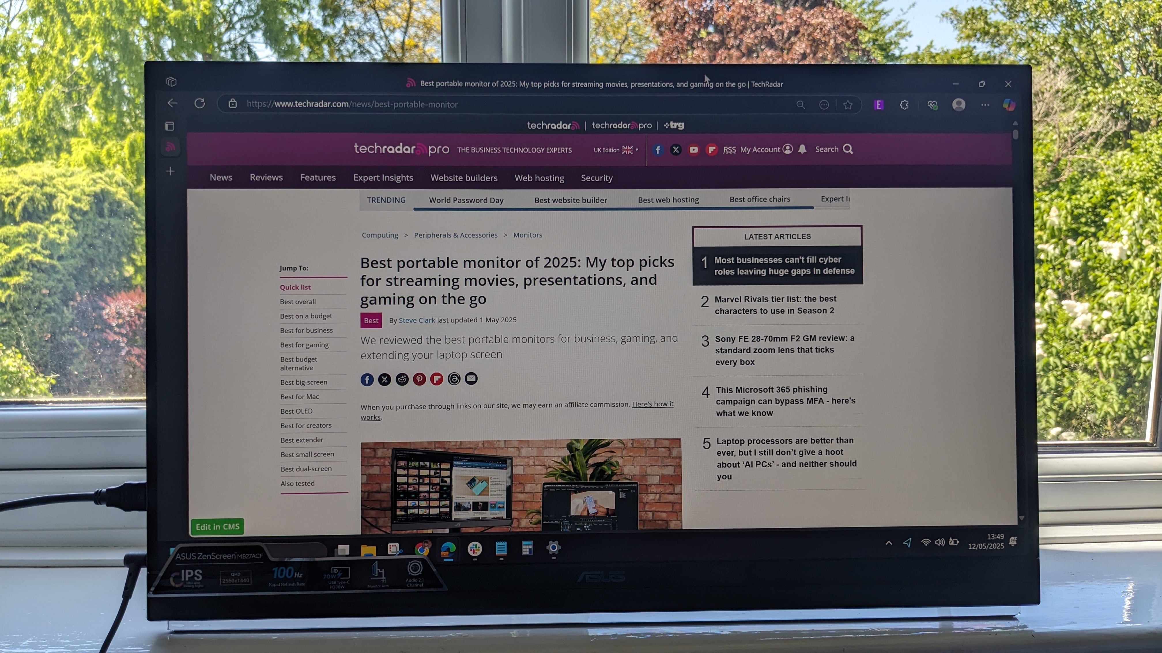 Asus ZenScreen MB27ACF during our review