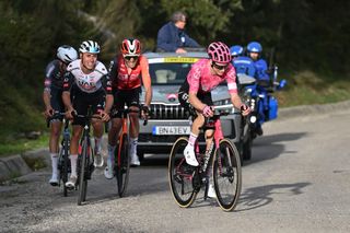 ALTO DA FOIA PORTUGAL FEBRUARY 20 LR Jan Christen of Switzerland and UAE Team Emirates XRG and Neilson Powless of the of The United States and Team EF Education EasyPost attack in the breakaway during the 51st Volta ao Algarve em Bicicleta Stage 2 a 1776km stage from Lagoa to Alto da Foia 869m on February 20 2025 in Alto da Foia Portugal Photo by Tim de WaeleGetty Images