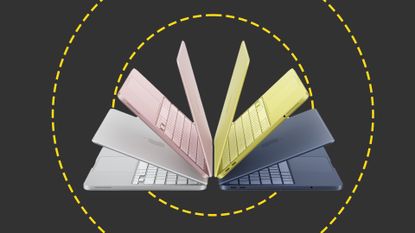 The different colors of the MacBook Neo on the ITPro background 