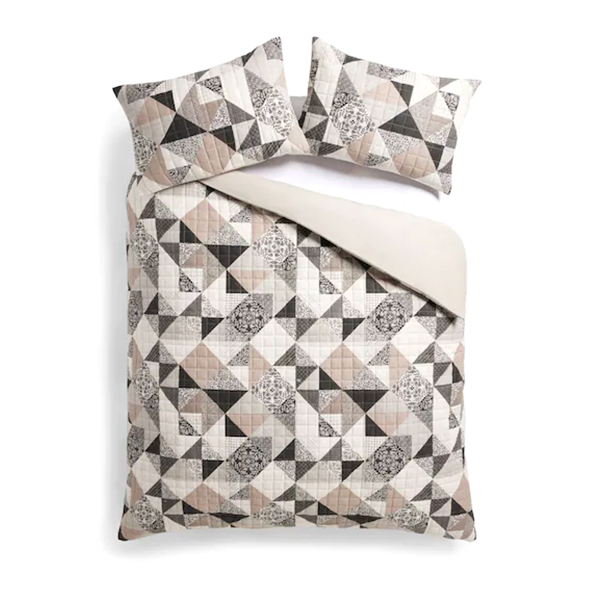 Next, Black/white Quilted Patchwork 2.5 Tog Duvet Cover and Pillowcase Set