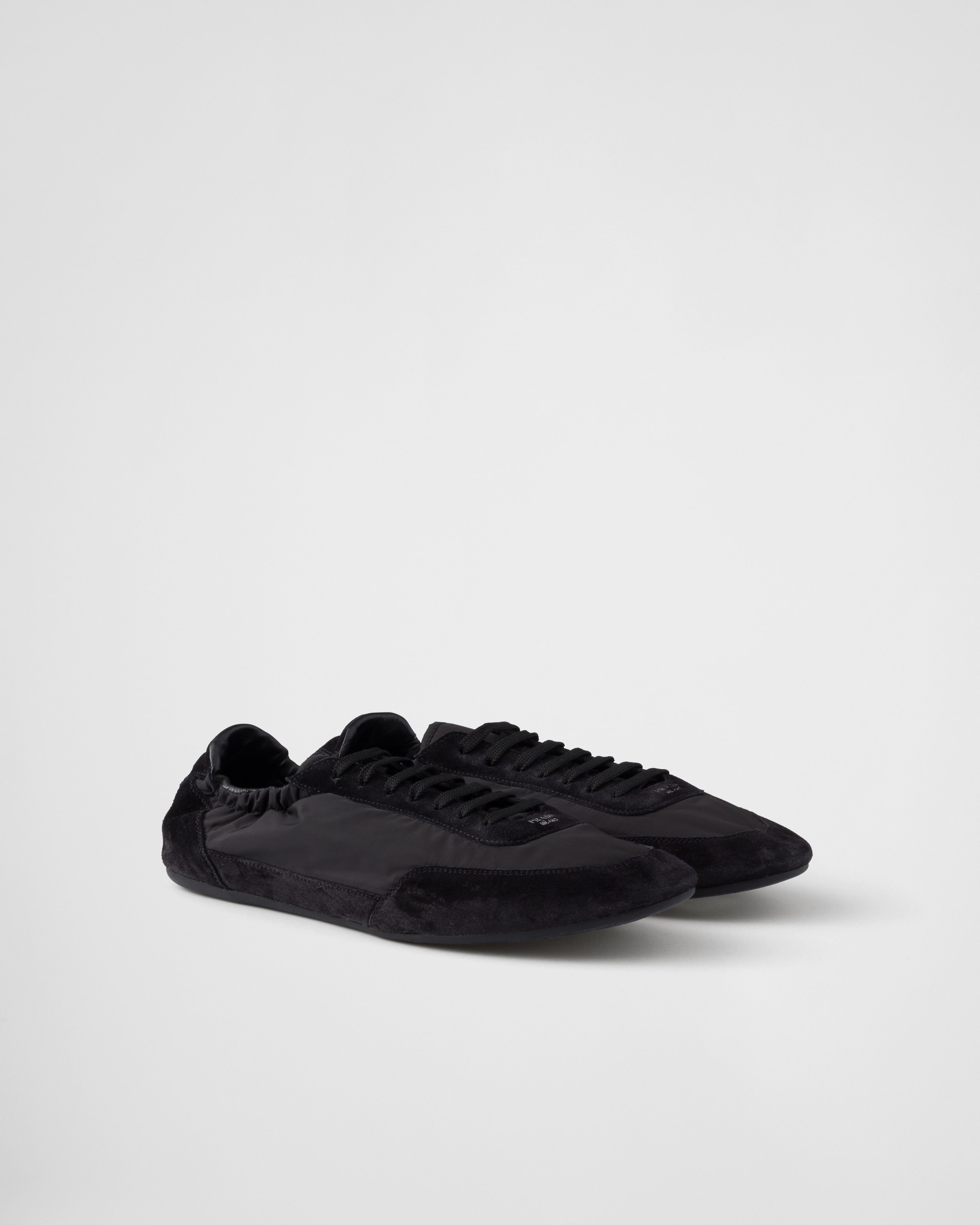 Collapse Re-Nylon and Suede Elasticized Sneakers