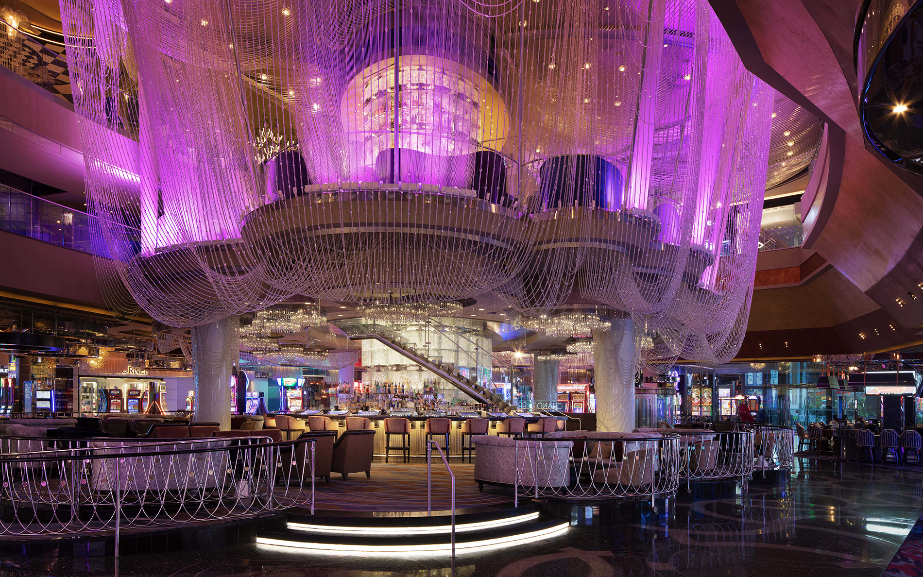 The lower floor of the Chandelier bar at The Cosmopolitan of Las Vegas