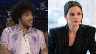 From left to right: Benny Blanco on The Tonight Show and Selena Gomez on Only Murders in the Building. 