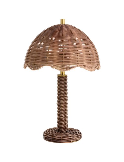 Charlotte Walnut Rattan Scalloped Shade Table Lamp