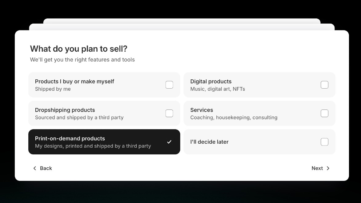 Screenshot of Shopify interface