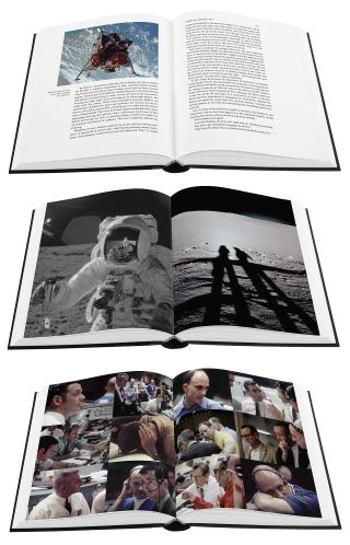 Nearly 200 photographs are positioned throughout the two volumes of The Folio Society's "A Man on the Moon" by Andrew Chaikin. The images were curated by Chaikin to illustrate and bring alive his text recounting the Apollo missions to the moon.